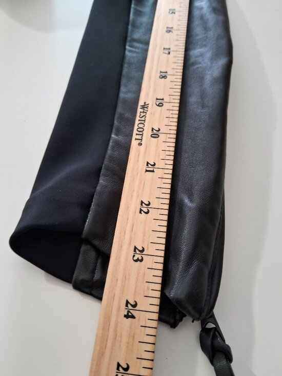 Rudsak Black Asymmetrical Coat with Genuine Leather Sleeves - Picture 7 of 15